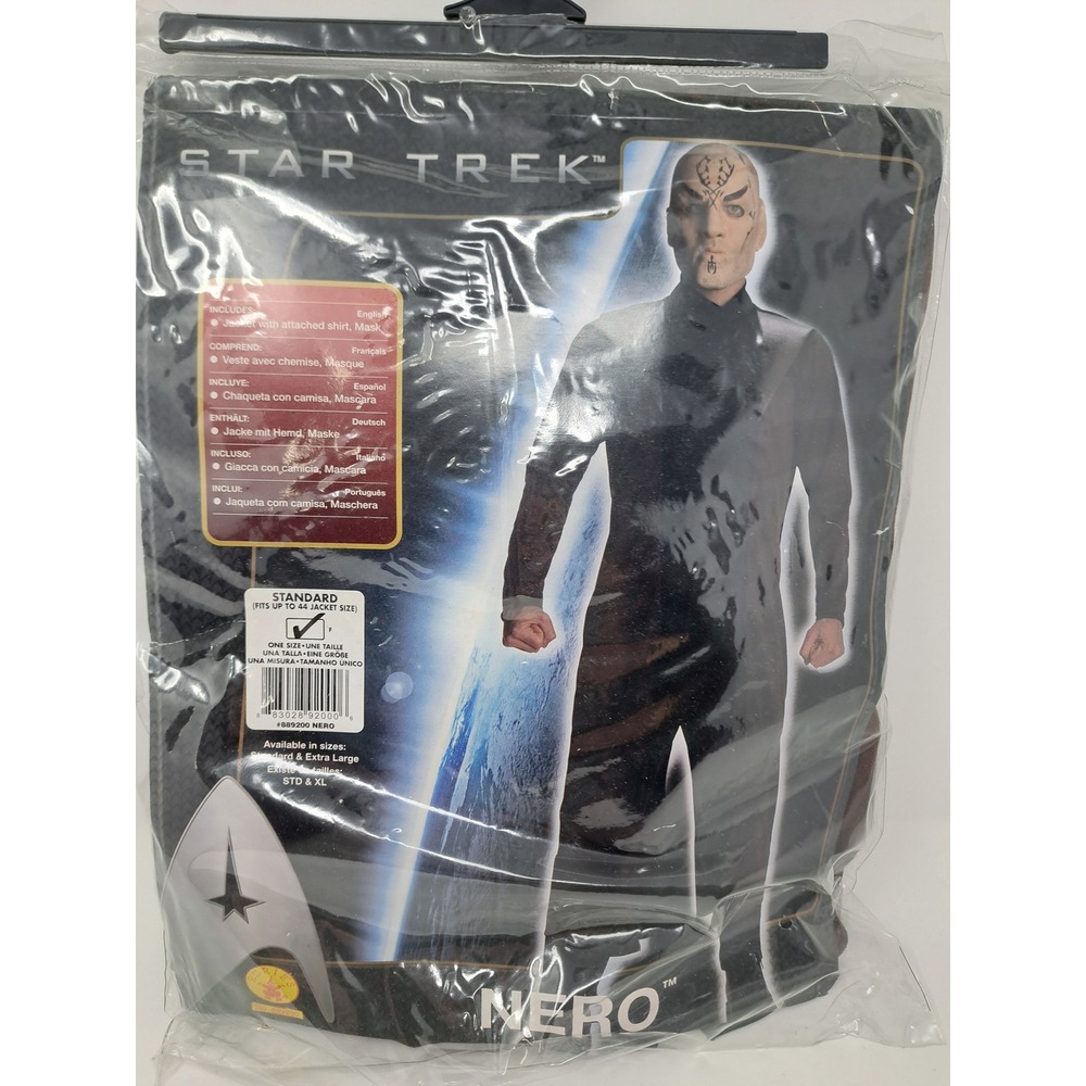 Star Trek Nero Costume Rubies Jacket W/ Attached Shirt Mask Adult Standard Size